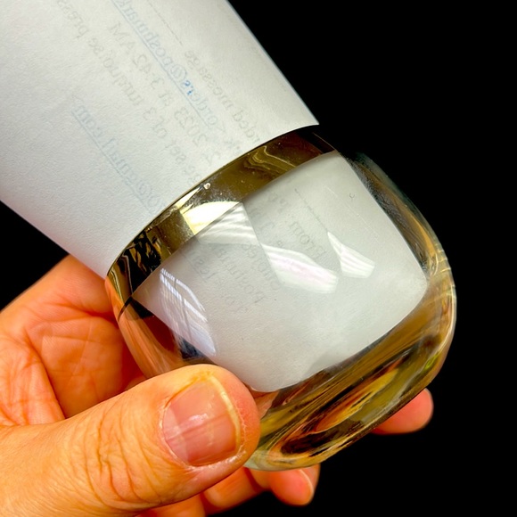 MID CENTURY MODERN set of 4 silver rimmed 4 oz roly poly glasses - Picture 5 of 6